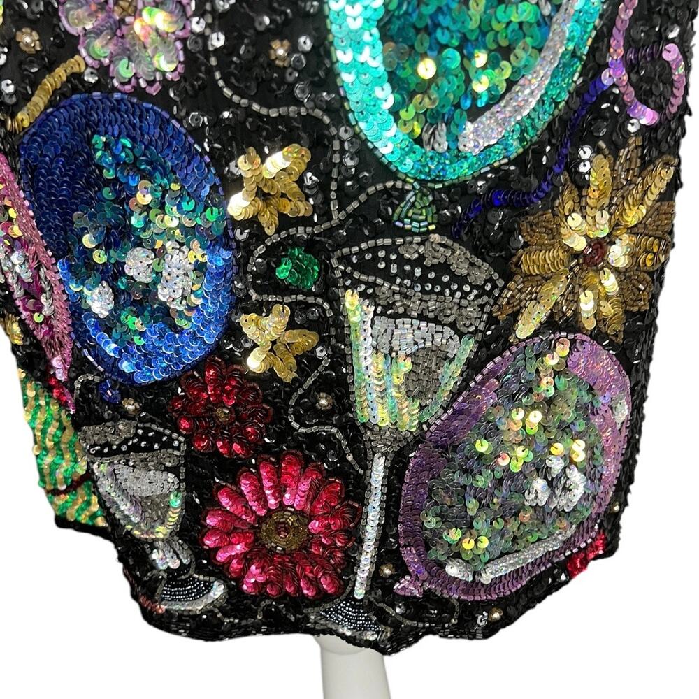 Laurence kazar vintage sequin New Year’s Eve mini dress multicolor size large - Picture 4 of 13